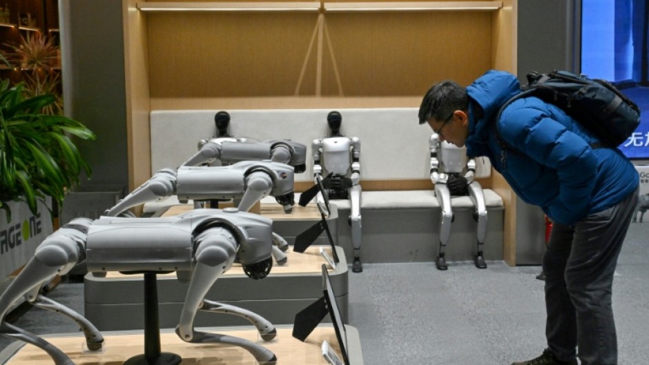 Robot dogs on display at Unitree's retail store in Beijing