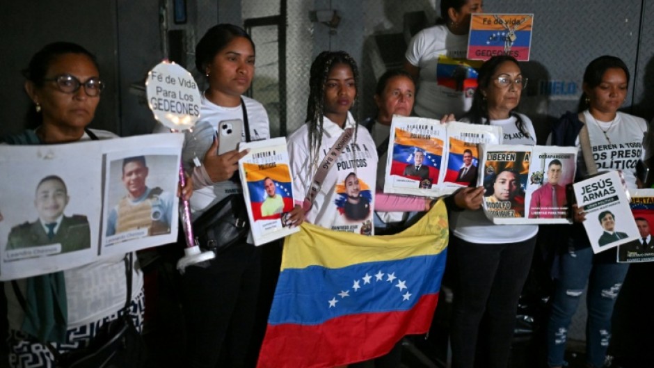 Relatives rally for the release of political prisoners outside the El Helicoide, headquarters of the Bolivarian National Intelligence Service (SEBIN), in Caracas on January 30, 2026