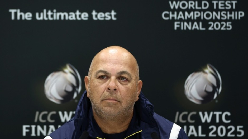 South Africa coach Shukri Conrad talks to reporters at Lord's cricket ground ahead of winning the World Test Championship last year