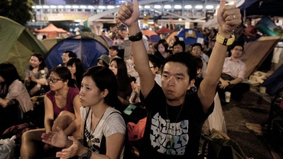 Pro-democracy demonstrators in Hong Kong, in 2014