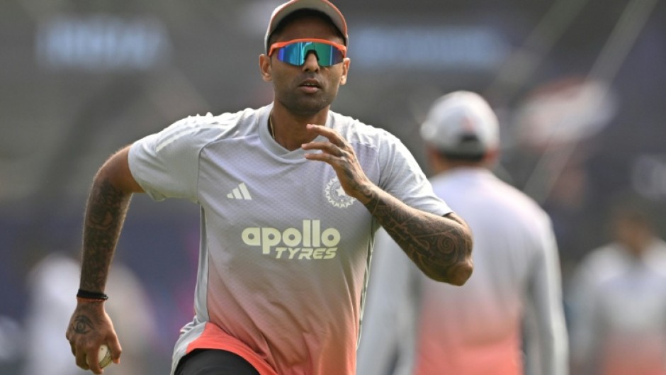 India captain Suryakumar Yadav trains at the Wankhede stadium in Mumbai on Friday