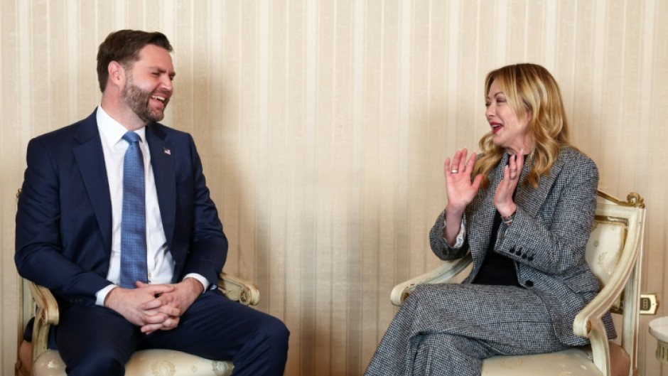 Cameraderie was on show between US Vice President JD Vance and Italian Prime Minister Giorgia Meloni
