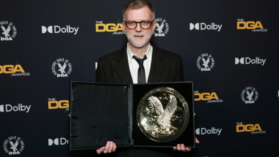 US director Paul Thomas Anderson, winner of the Outstanding Directorial Achievement in Theatrical Feature Film for "One Battle After Another," poses in the press room during the 78th Annual Directors Guild Of America Awards