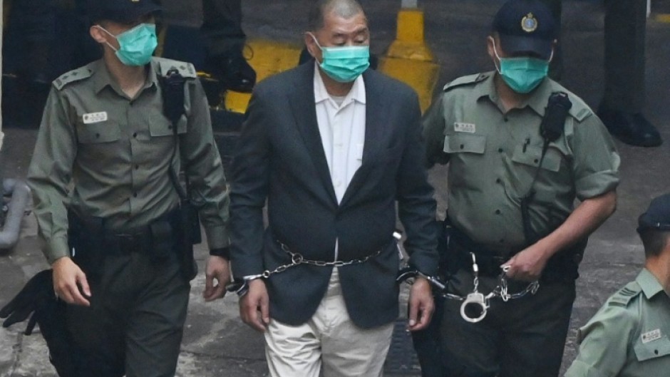 Hong Kong pro-democracy media tycoon Jimmy Lai, seen in 2020, has already been jailed for over five years as his trial progressed