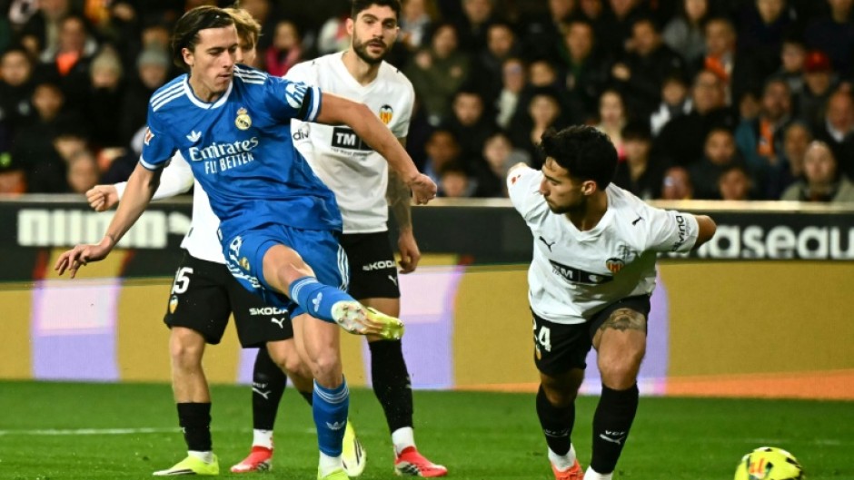 Real Madrid defender Alvaro Carreras slipped home midway through the first half to fire the visitors ahead at Valencia's Mestalla stadium