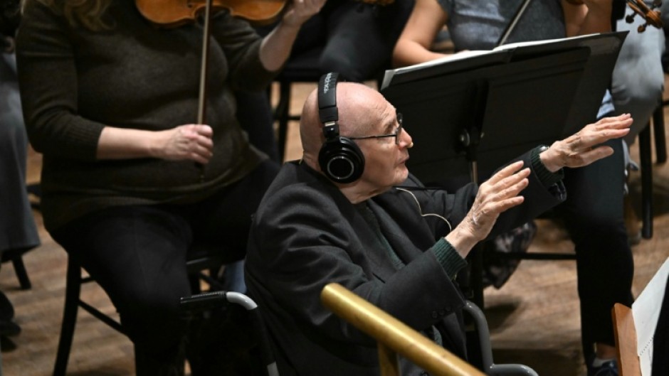 Hungarian composer Gyorgy Kurtag on stage at Budapest's Liszt Ferenc Academy of Music