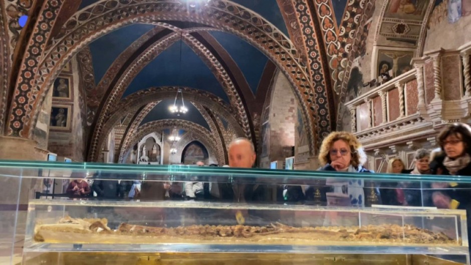 Pilgrims flock to Assisi as 800-year-old remains of Saint Francis go on display