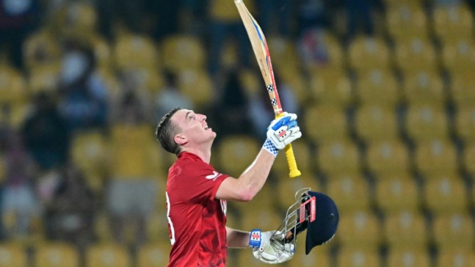 England captain Harry Brook celebrates his century against Pakistan