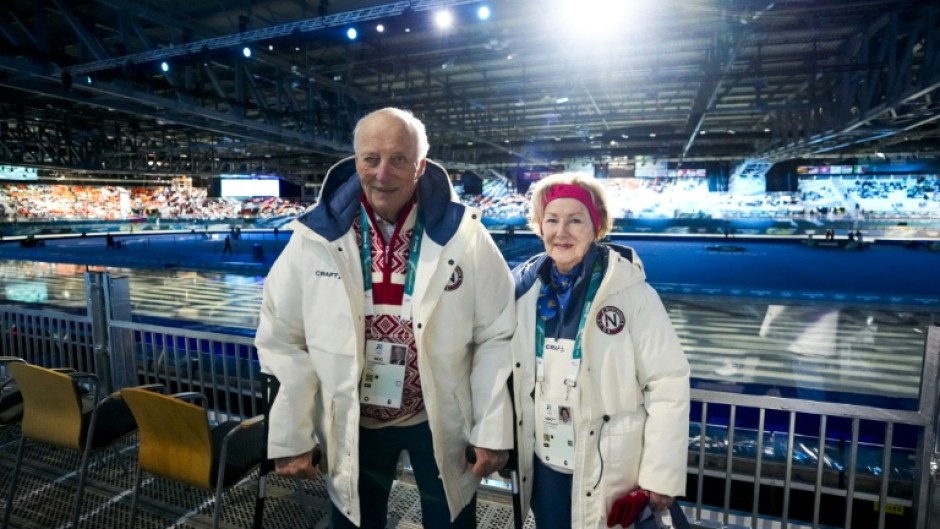 Norway's King Harald V and Queen Sonja at the Winter Olympics speed skating in Italy this month