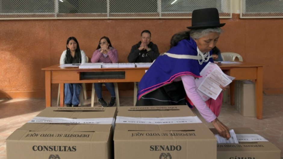 Casting ballots in Silvia, southwest Colombia, on Sunday