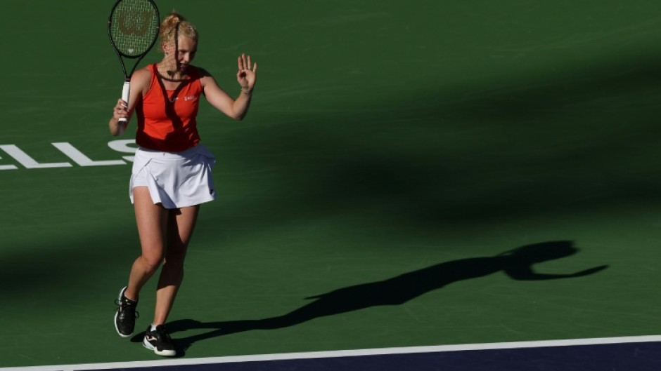 Czech Katerina Siniakova celebrates her 'tricky' match point in her win over defending champion Mirra Andreeva at Indian Wells