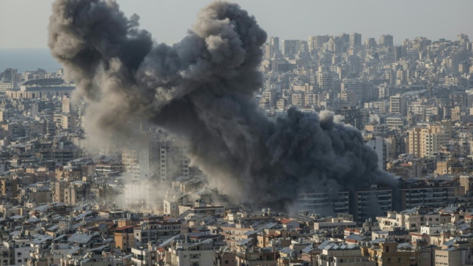 Smoke billows from an Israeli strike in the southern suburbs of Beirut on March 10, 2026