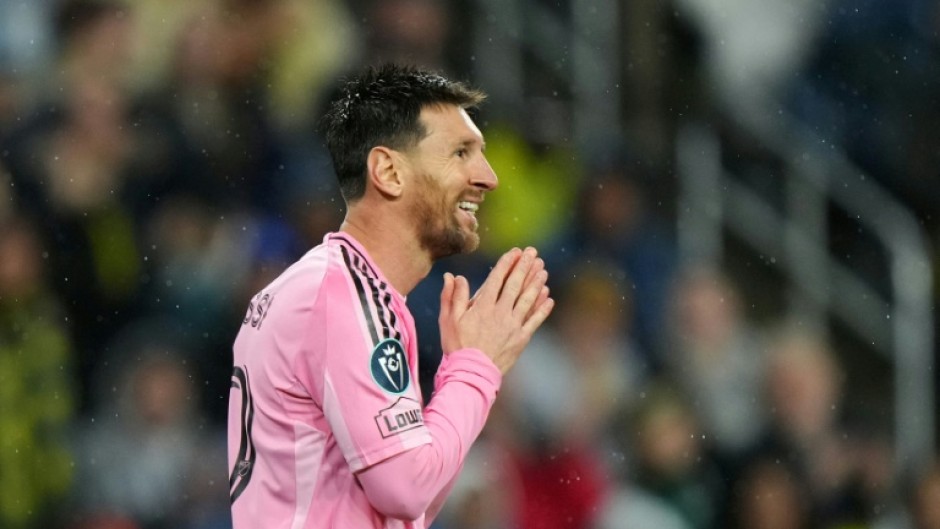 Argentine superstar Lionel Messi of Inter Miami reacts after a missed shot as he failed to score his 900th career goal in a 0-0 CONCACAF Champions Cup draw at Nashville in the first leg of their round-of-16 matchup