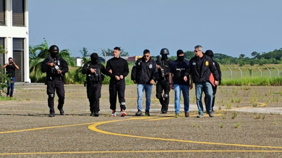 Notorious Latin American narco trafficker Marset (3rd left) has finally been arrested in Bolivia after eluding police for years