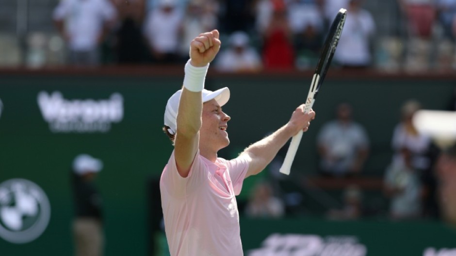 World number two Jannik Sinner celebrates his victory over Daniil Medvedev in the Indian Wells ATP Masters