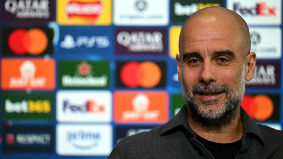 Manchester City manager Pep Guardiola speaks during a pre-match press conference on the eve of a Champions League, last 16, second-leg football match against Real Madrid