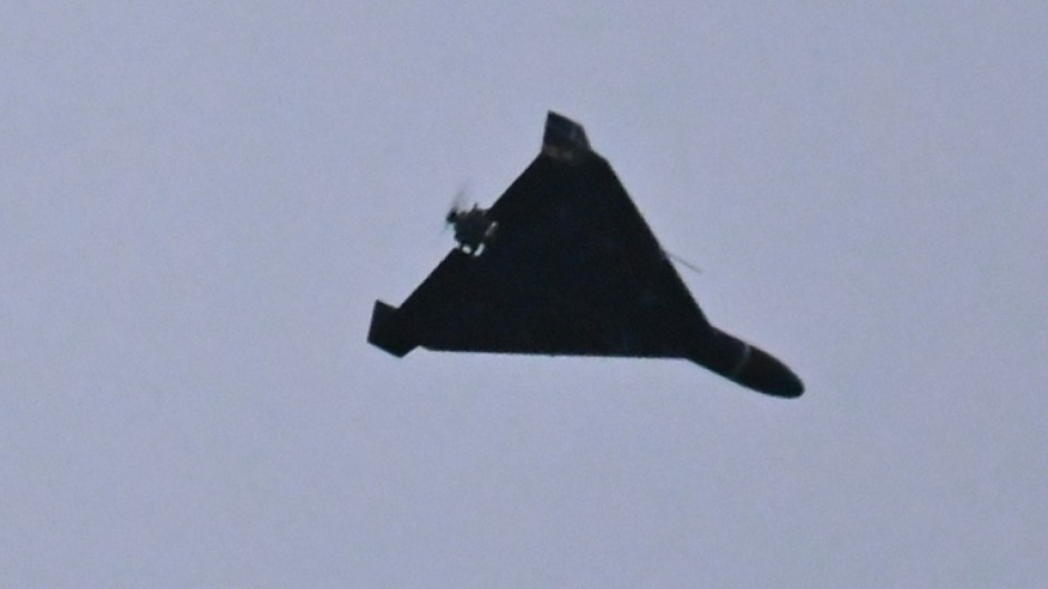 An Iranian-designed drone seen over the Ukrainian capital in December 2025