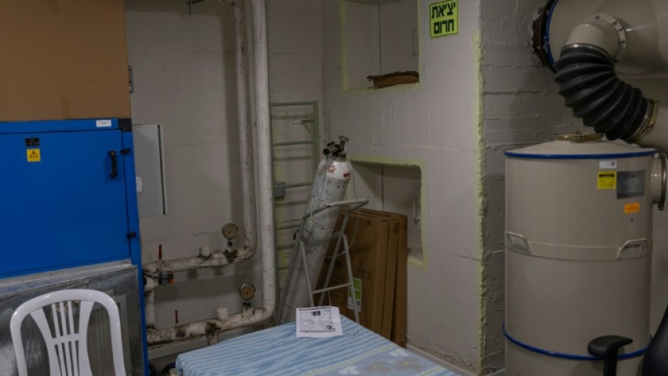 Equipment inside the bomb shelter at the Shalvata Mental Health Centre