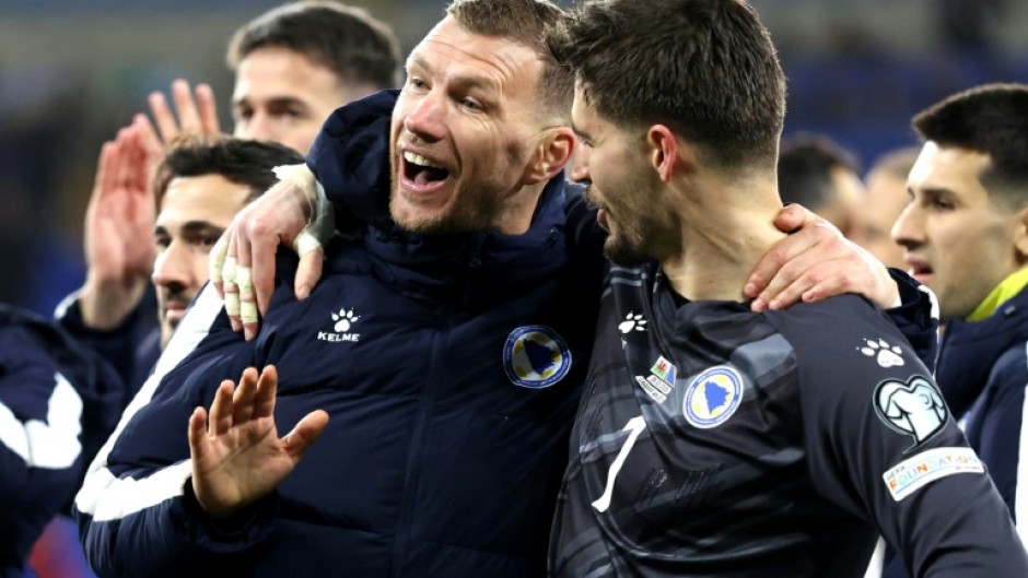 Edin Dzeko (L) leads the line for Bosnia and Hercegovina