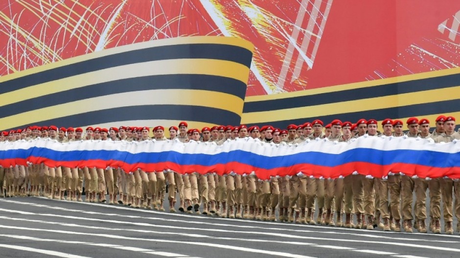 Rows of teenage cadets adorn military parades dedicated to Soviet victory in World War II