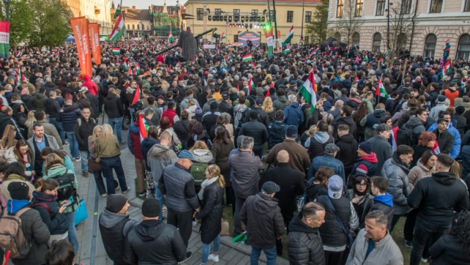 Orban supporters gathered in Hungary's second largest city Debrecen