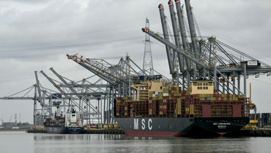 A container ship docked in Antwerp, where an oil spill caused a near-shutdown of maritime traffic