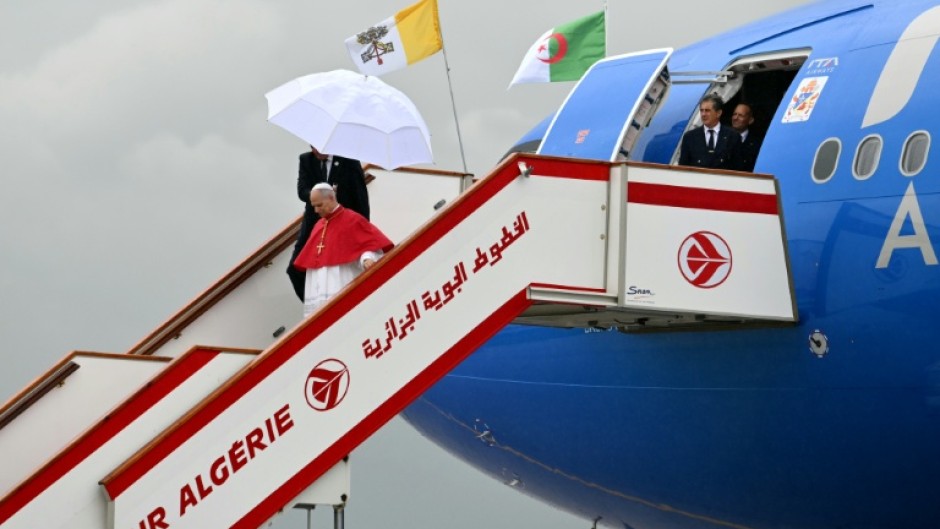 Pope Leo XIV arriving in Algiers