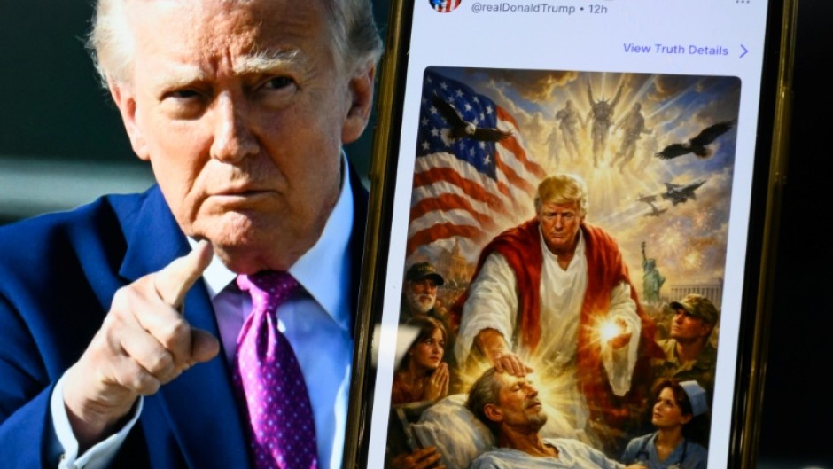 US President Donald Trump sparked outrage after posting a social media image that appeared to depict him as Jesus Christ