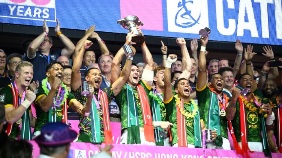 South Africa celebrate after winning the final in Hong Kong