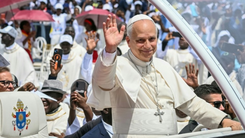Pope Leo XIV greeted with songs and cheers in Angola's remote, diamond-rich northeast Saurimo