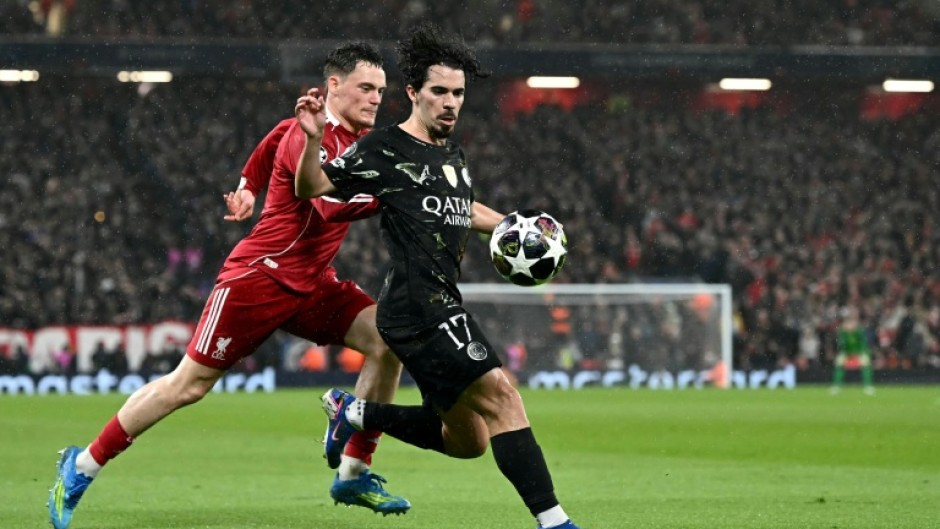 Vitinha (R) will miss Paris Saint-Germain's Ligue 1 clash against Nantes due to a heel inflammation