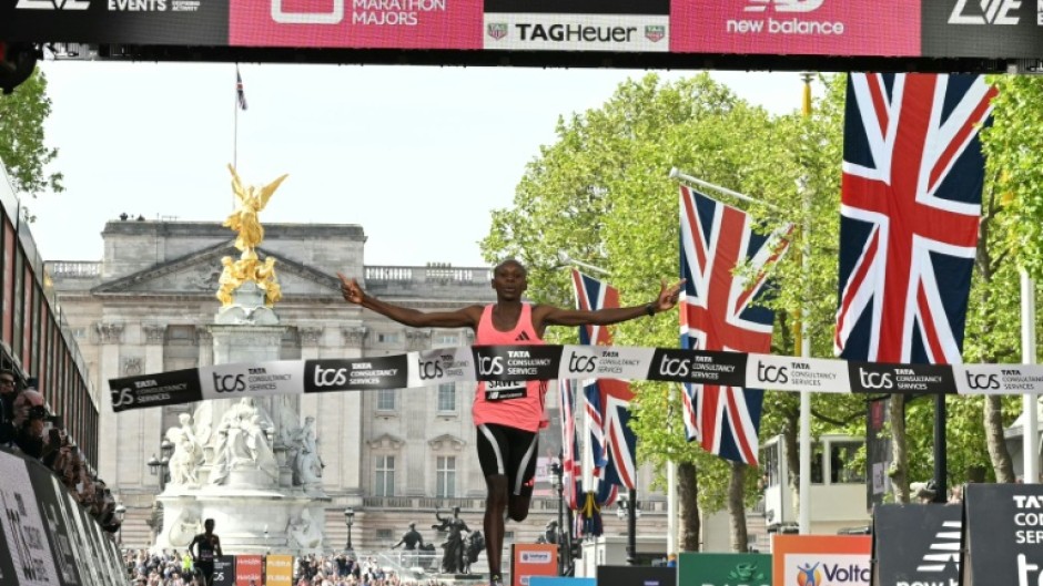 Kenya's Sabastian Sawe wins the London Marathon in a new world record time