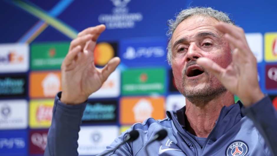 Paris Saint-Germain coach Luis Enrique speaking to media on Monday ahead of his team's Champions League semi-final against Bayern Munich