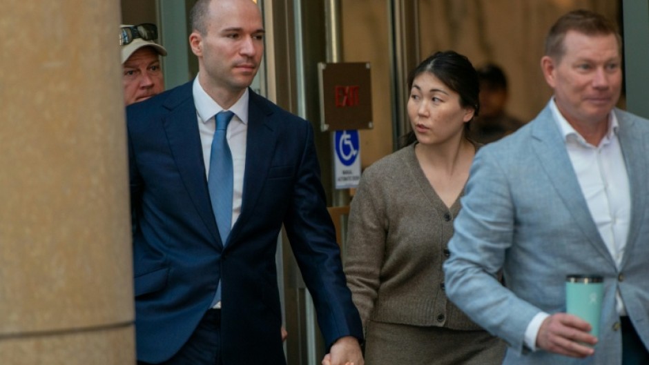 OpenAI president Greg Brockman and wife, Anna Brockman, leave the Ronald V. Dellums US Courthouse in Oakland