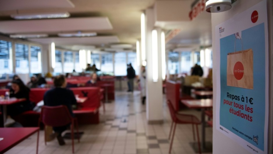 Diners have lunch at a university restaurant in France, where students get one-euro meals