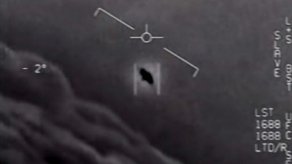This video grab image obtained April 28, 2020 courtesy of the US Department of Defense shows part of an unclassified video taken by Navy pilots that have circulated for years showing interactions with "unidentified anomalous phenomena"