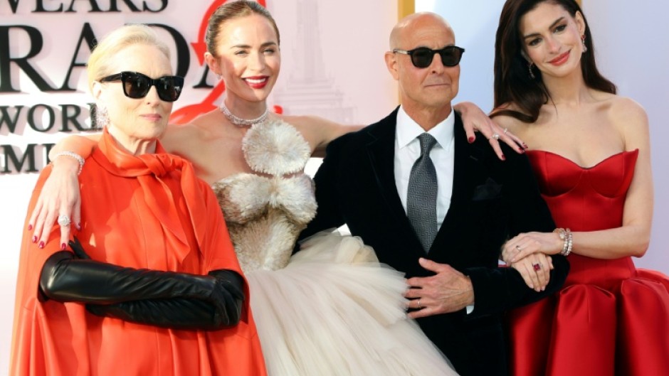 (L-R) Meryl Streep, Emily Blunt, Stanley Tucci and Anne Hathaway return as stars of 'The Devil Wears Prada 2'