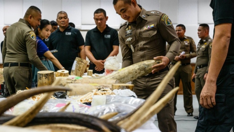 The ivory haul included cut pieces and fragments, as well as prayer beads, jewellery and knife handles, police say