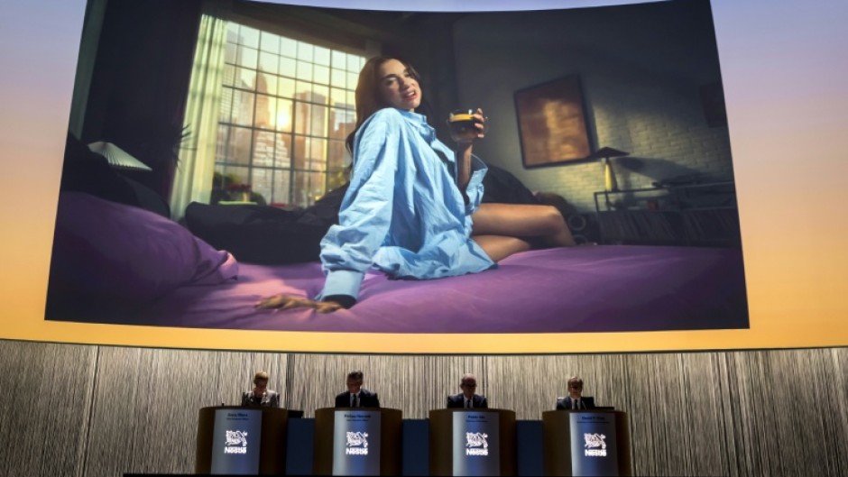 Dua Lipa, shown here in an advertising campaign for Nespresso, is suing Samsung over alleged copyright violations over the use of the singer's image on a television box