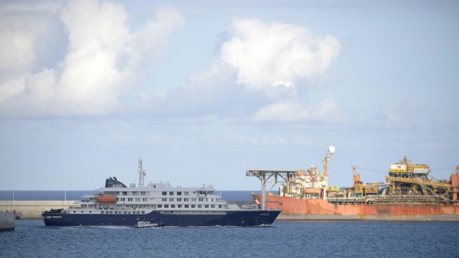 The hantavirus-stricken cruise ship MV Hondius leaving port in Spain's Canary Islands on May 11