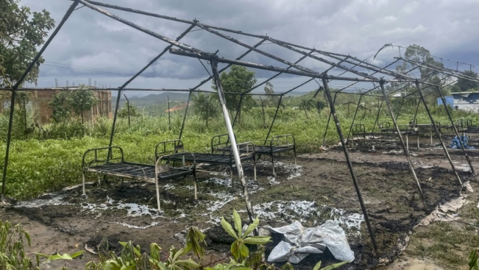 The rioters burnt tents used to isolate suspected Ebola patients