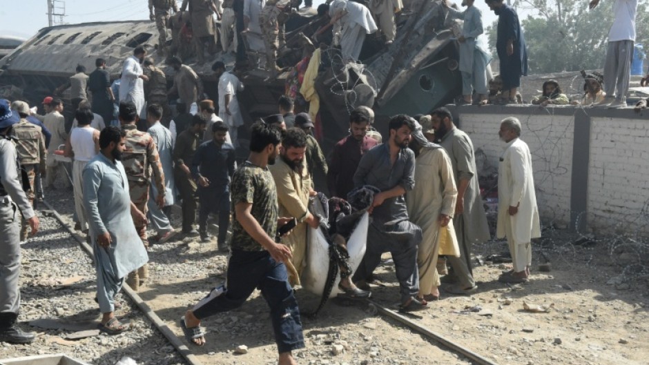 The train was passing a signal in Quetta 'when an explosive-laden car hit one of the carriages', a senior official said, killing at least 24 people
