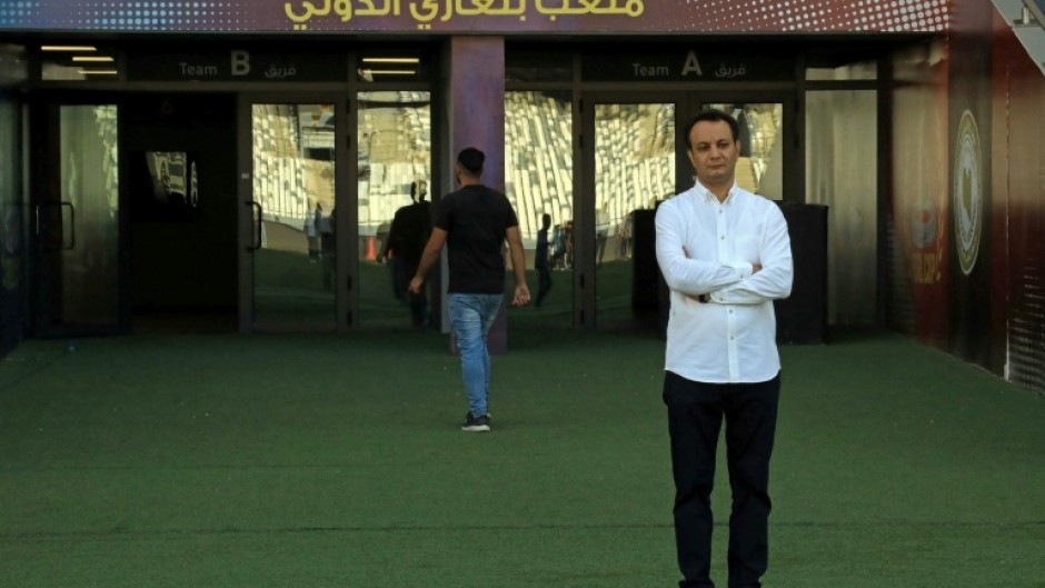 Belgacem (Belgasem) Haftar, Director General of the Libyan Development and Reconstruction Fund (LDRF), stands near one of the doors to the pitch inside Benghazi International Stadium in Benghazi on May 22, 2026