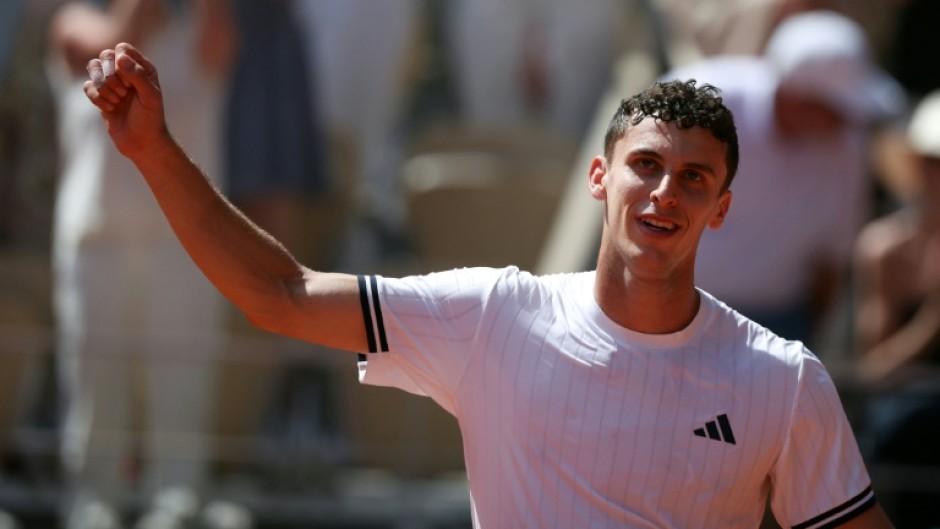 Argentina's Juan Manuel Cerundolo celebrates the biggest win of his career