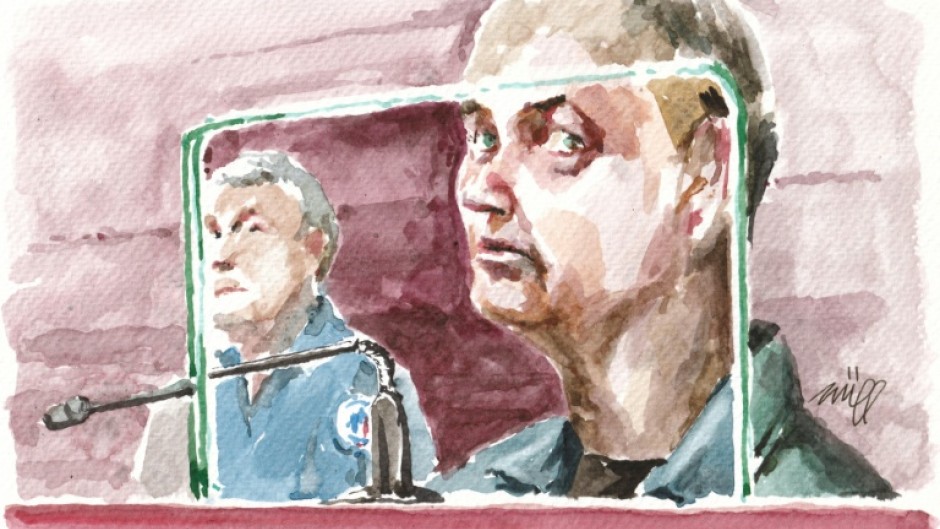Court sketch of German serial killer Martin Ney, already serving a life sentence in Germany