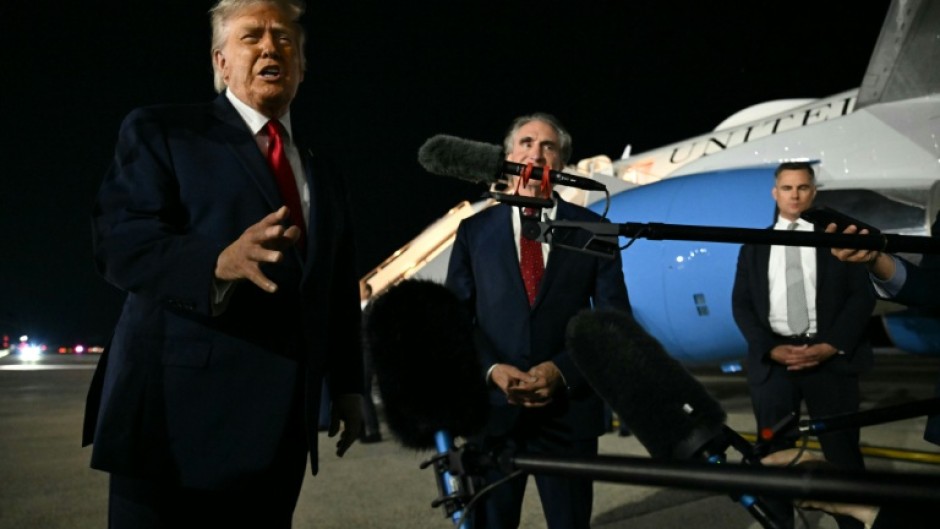 US President Donald Trump speaks to the press before boarding Air Force One prior to departure from John F. Kennedy International Airport, in New York, on June 9, 2026