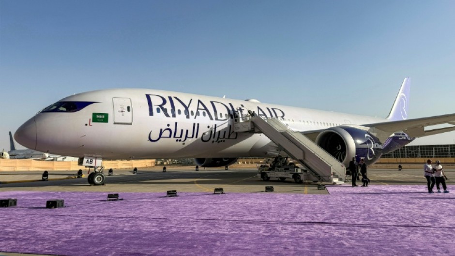 A Riyadh Air Boeing 787-9 Dreamliner aircraft of c at King Khalid International Airport