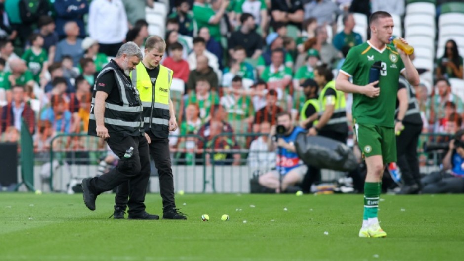 Home fans disrupted Ireland's friendly with World Cup participants Qatar in Dublin by throwing tennis balls onto the pitch