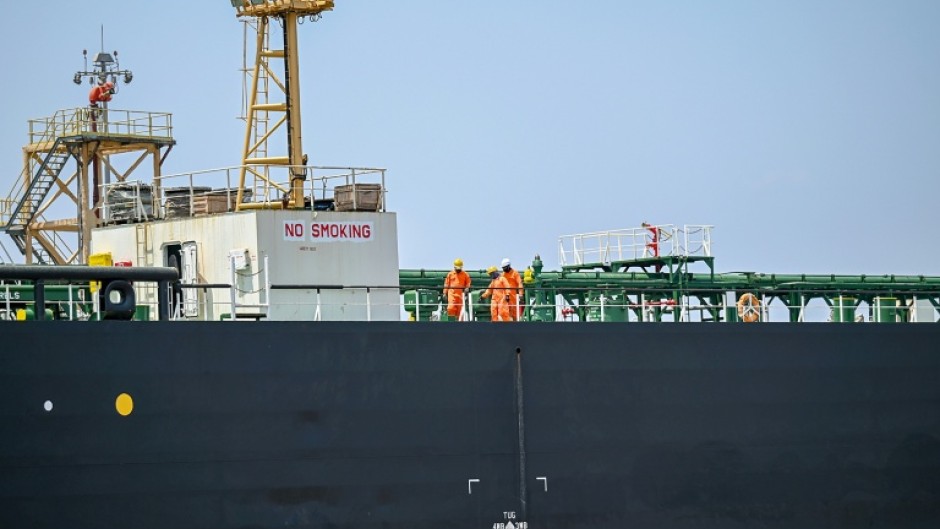 An oil tanker docked in Mumbai on April 30, 2026