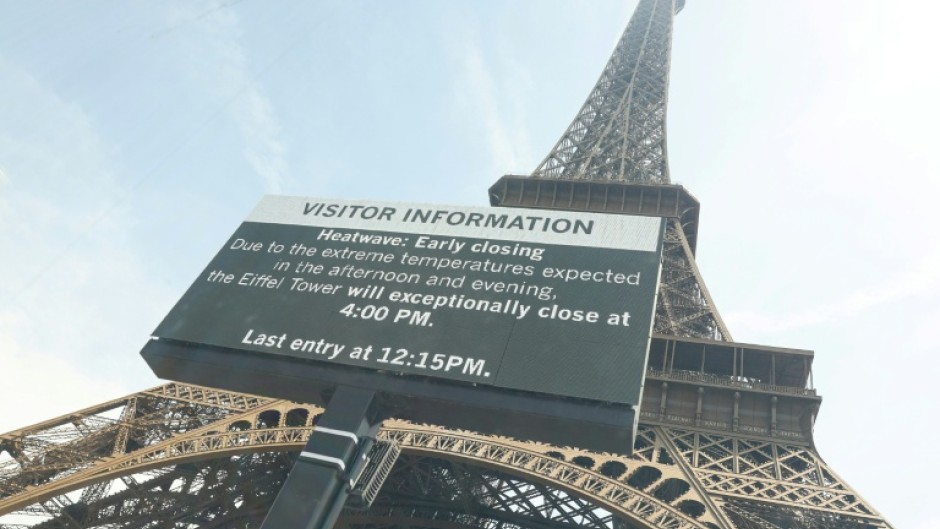 The opertator of the French capital's Eiffel Tower, one of the most visited tourist attractions in the world, said the site would close early due to the heatwave